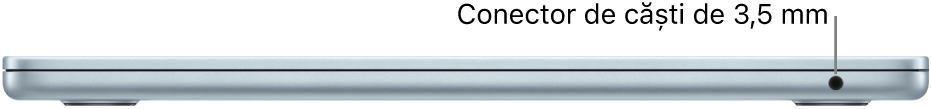 Vizualizare a părții din dreapta a MacBook Air-ului, o explicație pentru mufa pentru căști de 3,5 mm.