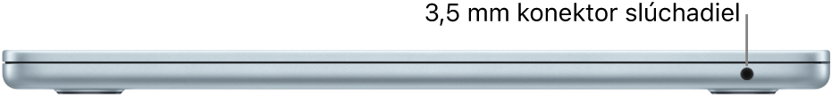 Pravá strana MacBooku Air s popisom 3,5 mm konektora slúchadiel.