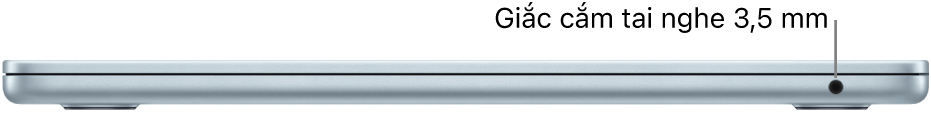 Cạnh bên phải của MacBook Air với một chú thích đến giắc cắm tai nghe 3,5 mm.