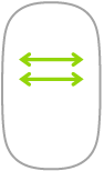 Mouse showing how to use a two-finger swipe to page through items.
