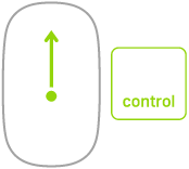 Mouse showing how to enlarge items on your screen by pressing and zooming while holding down the Control key.