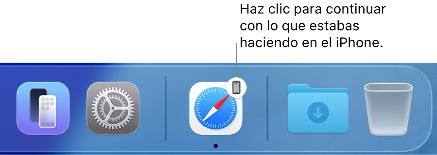 Ícono de Handoff en el Dock.