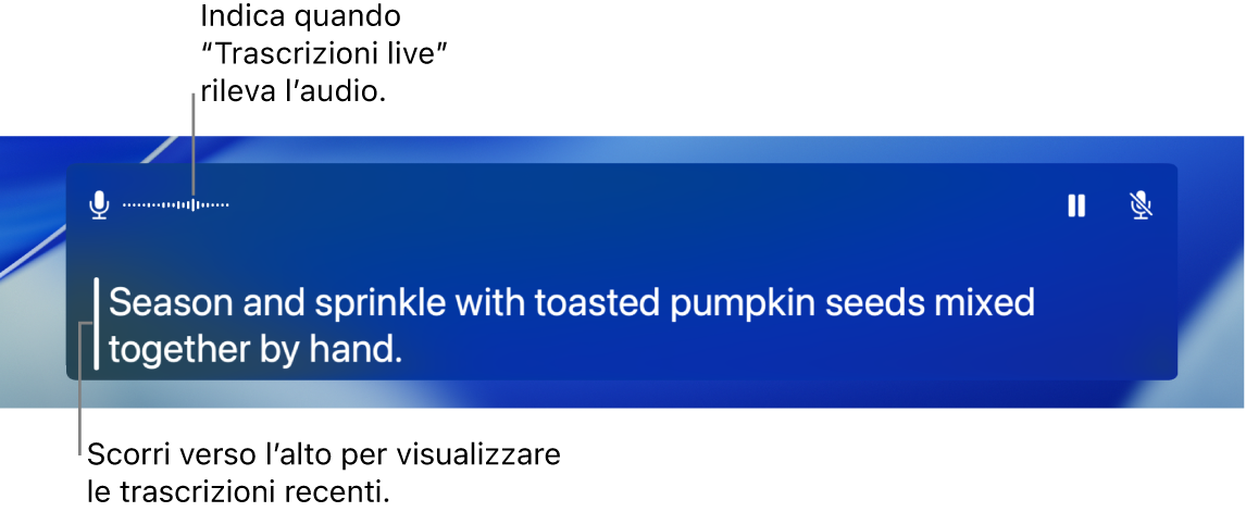 Le trascrizioni in tempo reale per l’audio.