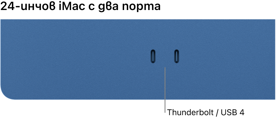 iMac, показващ два Thunderbolt / USB 4 порта.