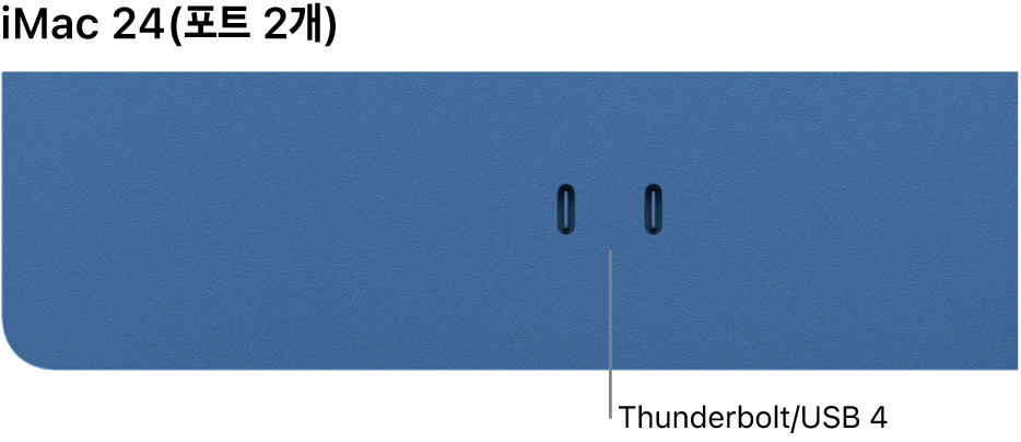 두 개의 Thunderbolt / USB 4 포트가 있는 iMac.