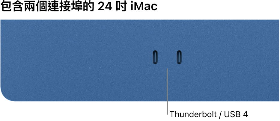 顯示兩個 Thunderbolt / USB 4 埠的 iMac。