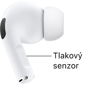 Umiestnenie tlakového senzora na AirPodoch Pro 1 pozdĺž stopky oboch AirPodov.