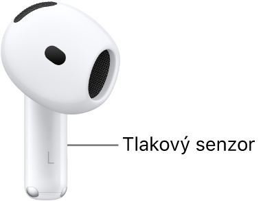 Umiestnenie tlakového senzora na AirPodoch 4 pozdĺž stopky oboch AirPodov.