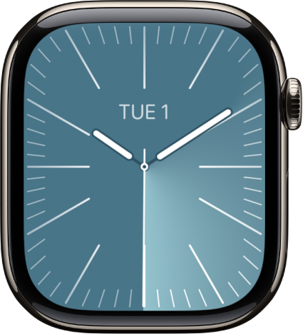 The Solar Analog watch face with the date at the top middle and a Messages complication below.