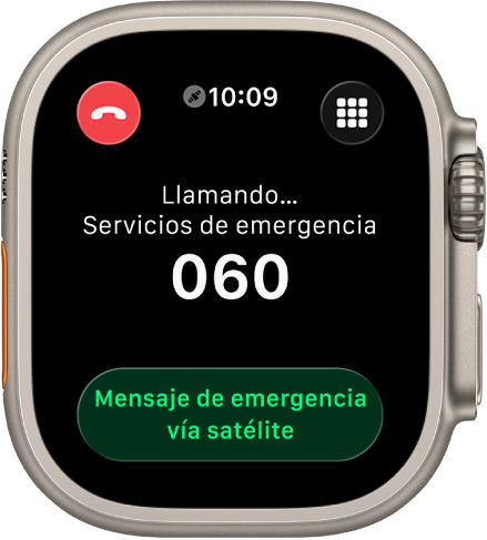 Una pantalla mostrando el mensaje “Sin conexión” después de intentar llamada a los servicios de emergencia. El botón Mensaje de emergencia está en la parte inferior.