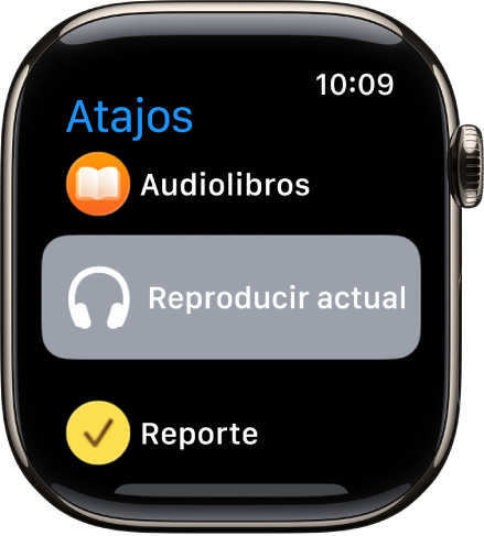 La app Atajos mostrando tres atajos: Temporizador de descansos, Brújula y Grabar retorno.