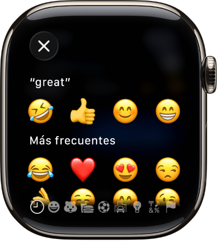 La pantalla del campo de texto muestra emojis.