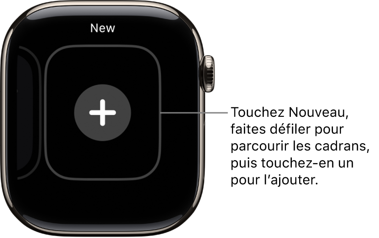 Nouveau modèle de cadran, avec un bouton + en son centre. Touchez pour ajouter un nouveau cadran.