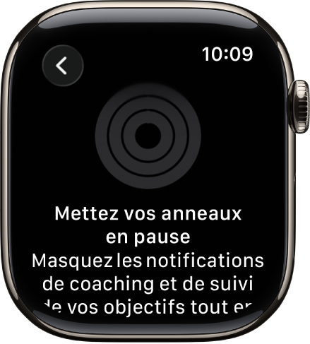 Écran Mettez vos anneaux en pause.
