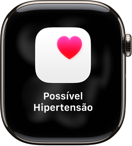 Uma notificação de Batimentos indicando a possibilidade de hipertensão.