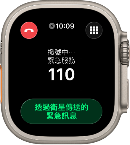螢幕顯示嘗試撥打緊急服務單位後的「沒有連線」。「緊急訊息」按鈕位於底部。
