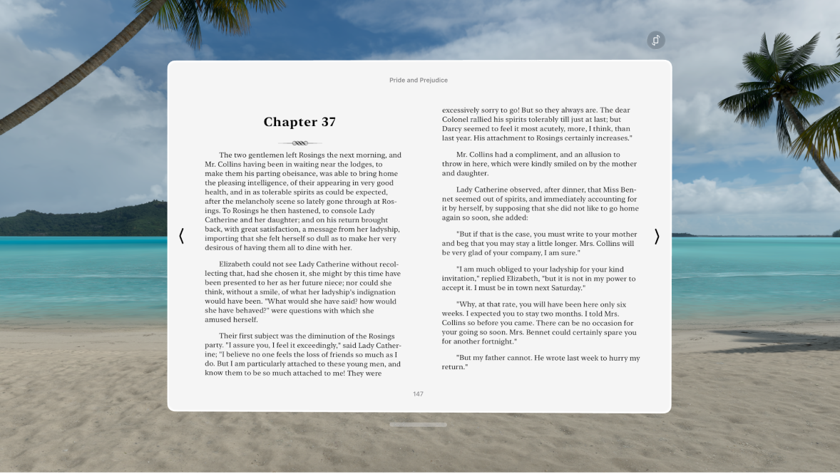 A book open in the Books app on Apple Vision Pro.