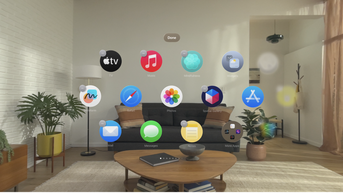 Jiggling apps in Home View on Apple Vision Pro.