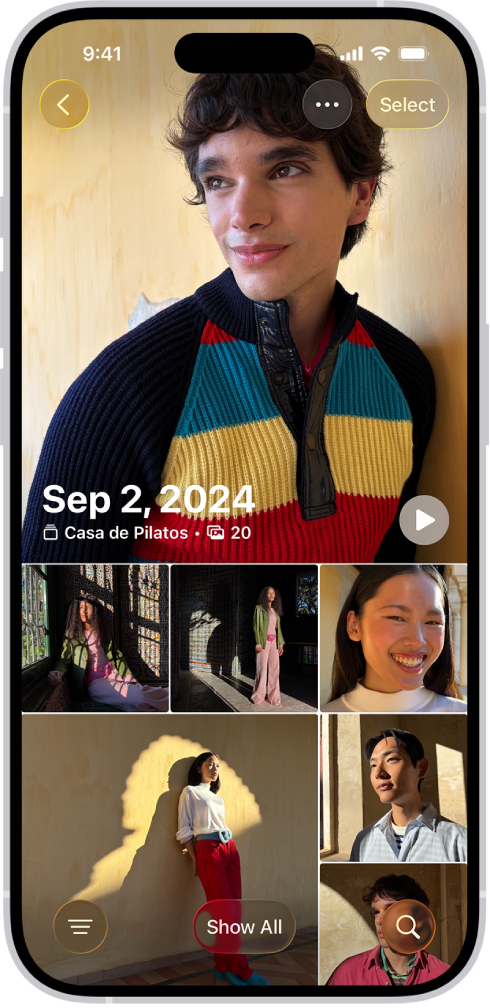 The Photos app showing a collection of photos taken on a particular day.