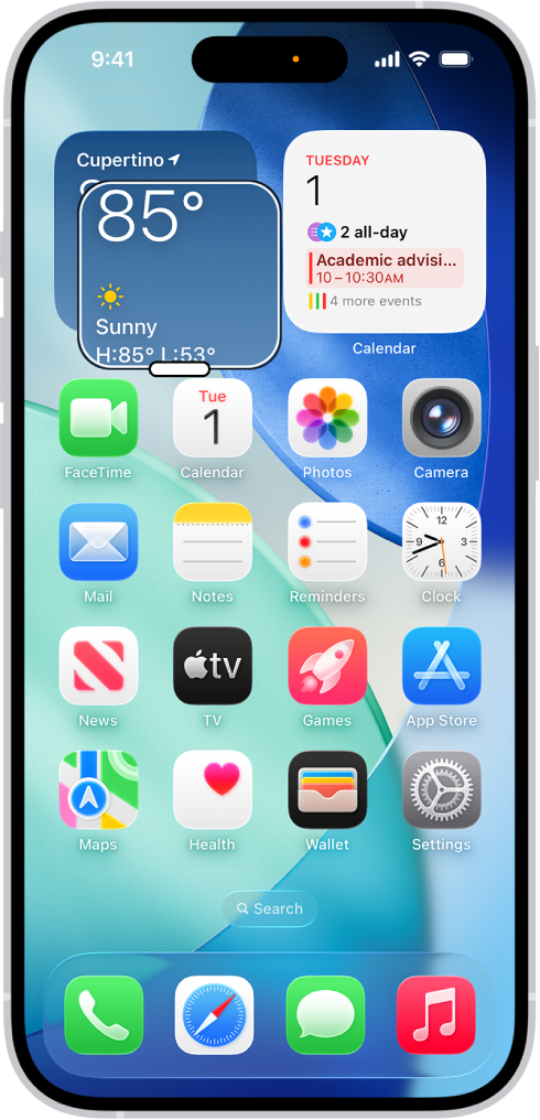 An iPhone showing the Home Screen with a window zoomed in on a part of the screen.