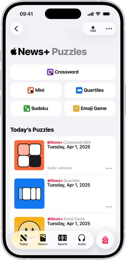 Le flux puzzle dans Apple News+.