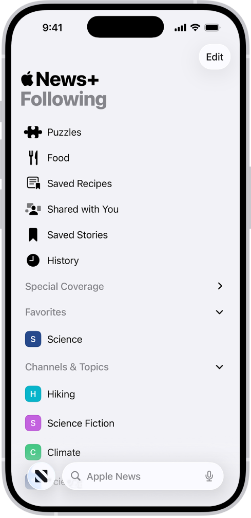 フォローしたチャンネルやトピック。
