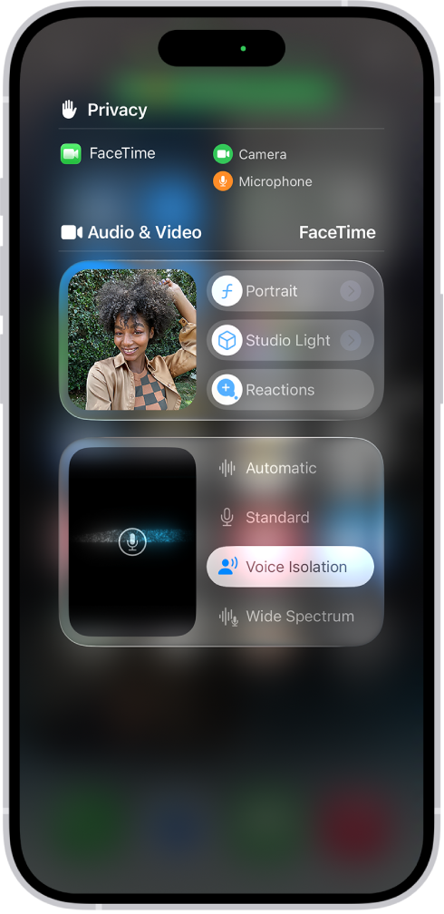 Het bedieningspaneel met opties voor audio- en video-effecten.