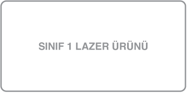 “Sınıf 1 lazer ürünü” etiketi.