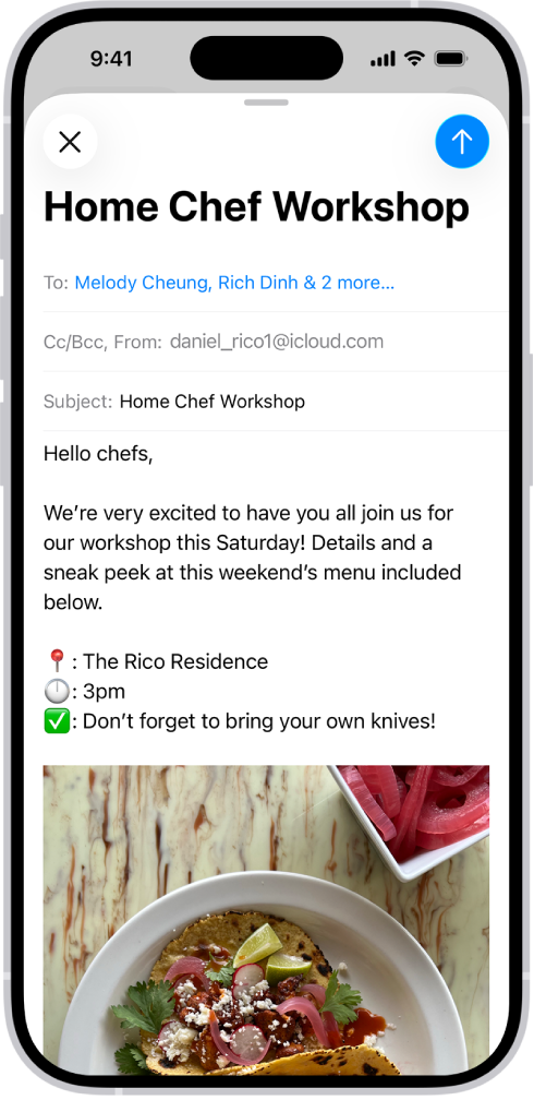 Một email nháp đang được soạn.