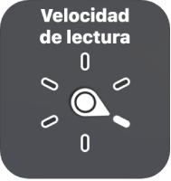 El control del rotor con la carátula apuntando hacia la configuración Velocidad de habla.
