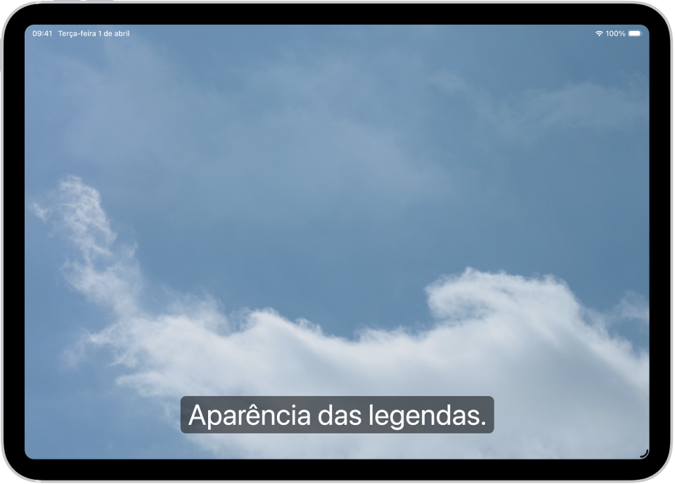 Um iPad mostrando um exemplo de legendas com um estilo personalizado.