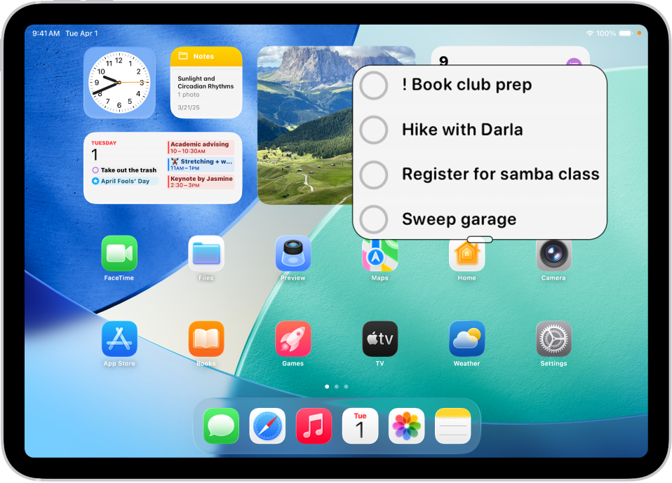 Початковий екран iPad з вікном, у якому збільшено частину екрана.