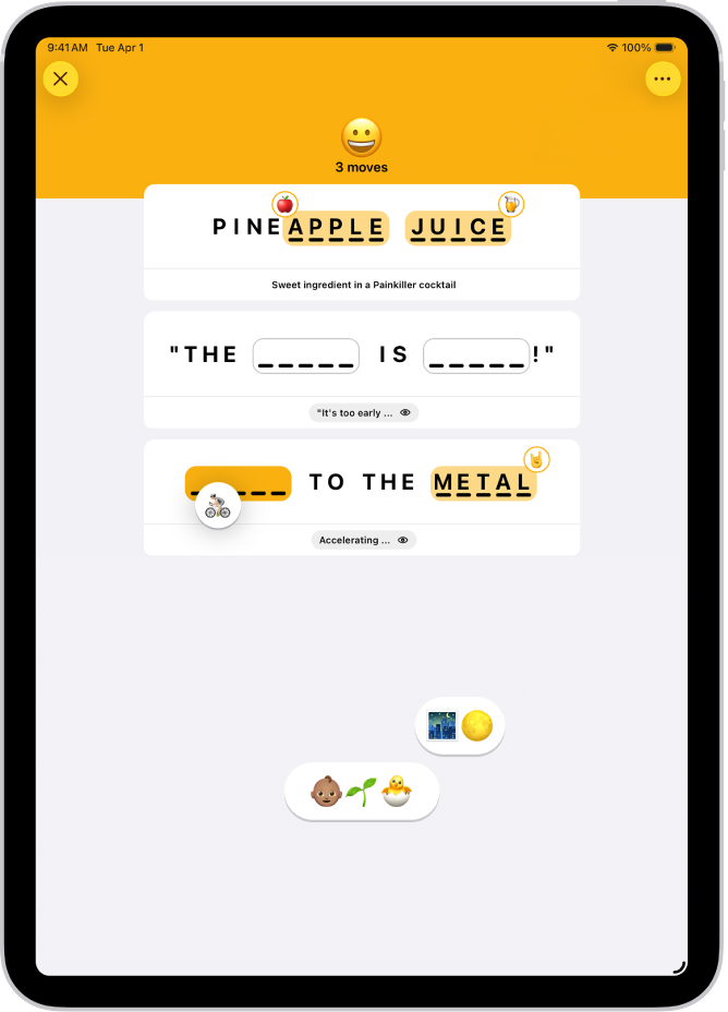 Un rompicapo di Emoji Game nell’ app News.