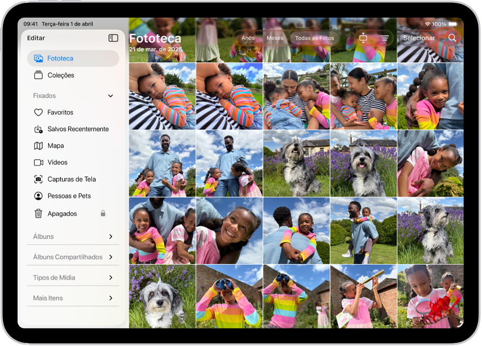 O app Fotos está aberto e a aba Biblioteca está selecionada na barra lateral.
