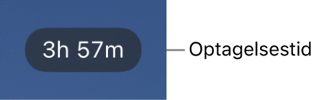 En kameraskærm viser den resterende optagetid.