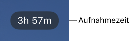 Ein Kameradisplay zeigt die verbleibende Aufnahmezeit an.