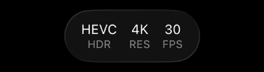 Ρυθμίσεις μορφής στο πάνω μέρος της οθόνης, συμπεριλαμβανομένων του codec, του χρωματικού χώρου, του μεγέθους καρέ και του ρυθμού καρέ.