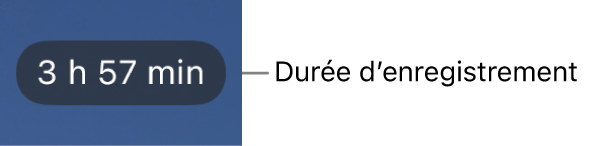 Un écran de caméra montrant le temps d’enregistrement restant.