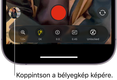 A bélyegkép a Final Cut Camera képernyő alján.