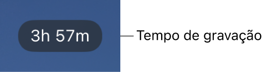 Um visor de câmara que mostra o tempo restante de gravação.