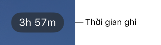 Màn hình camera đang hiển thị thời gian ghi còn lại.