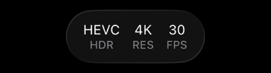 螢幕最上方的格式設定,包括編解碼器、色彩空間、影格大小和格率。