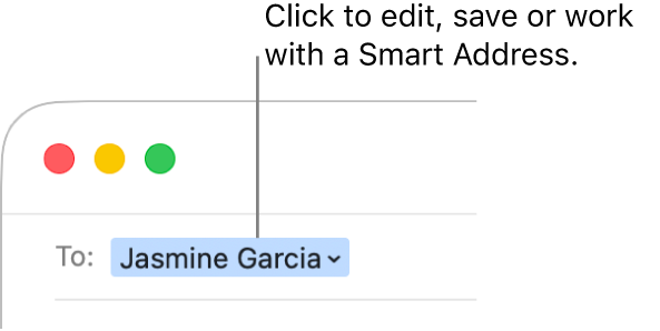 A Smart Address with the arrow you can click to edit, save or work with a Smart Address.