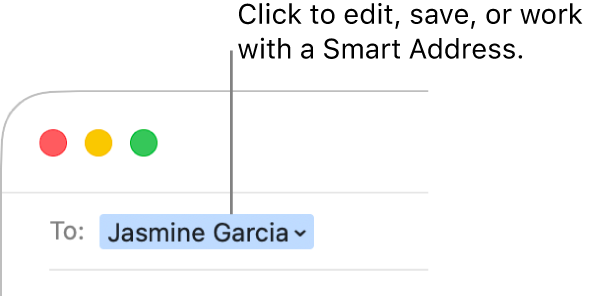 A Smart Address with the arrow you can click to edit, save, or work with a Smart Address.