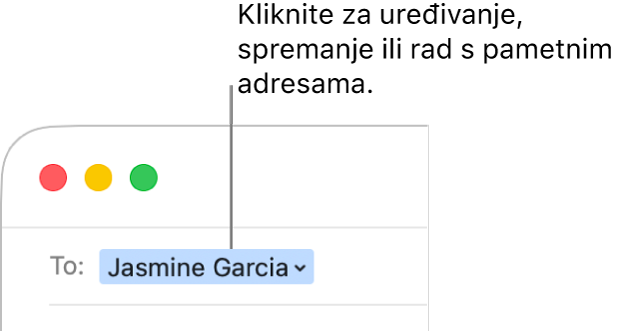 Smart adresa sa strelicom koju možete kliknuti kako biste uredili Smart adresu, spremili je ili radili s njom.