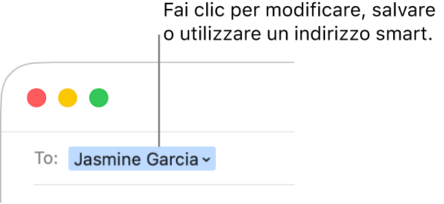 Un indirizzo smart con una freccia sulla quale puoi fare clic per modificare, salvare o lavorare con un indirizzo smart.