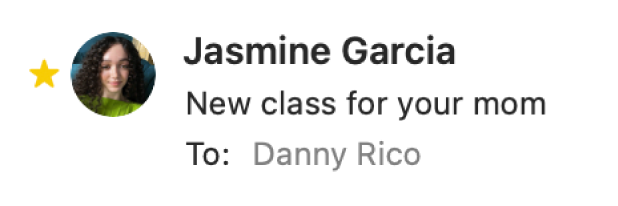 Oblasť hlavičky správy, kde sa zobrazuje VIP hviezdička naľavo od mena odosielateľa.