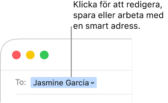 En smart adress med pilen som du kan klicka och redigera, spara och arbeta med den smarta adressen.