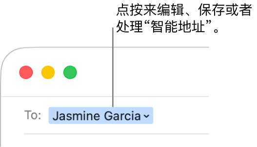 带有箭头的智能地址,你可以点按该箭头来编辑、保存或使用“智能地址”。