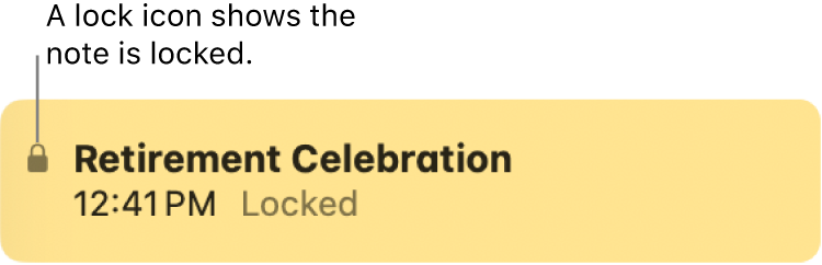 Locked note with a lock icon at the far left.